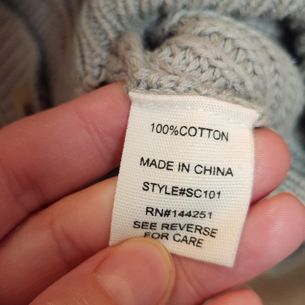 Moon & Madison Grey Distressed Cotton Knit Cardigan Sweater Womens Large - Picture 5 of 9